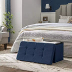 SONGMICS Banc de Rangement Ottoman 30 Pouces, Coffre de Rangement, Repose-Pieds, Supporte jusqu'à 300 kg, pour Chambre, Salon