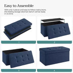 SONGMICS Banc de Rangement Ottoman 30 Pouces, Coffre de Rangement, Repose-Pieds, Supporte jusqu'à 300 kg, pour Chambre, Salon