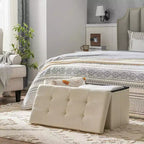 SONGMICS Banc de Rangement Ottoman 30 Pouces, Coffre de Rangement, Repose-Pieds, Supporte jusqu'à 300 kg, pour Chambre, Salon
