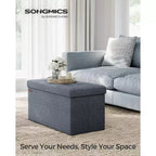 SONGMICS Banc de Rangement Ottoman 30 Pouces, Coffre de Rangement, Repose-Pieds, Supporte jusqu'à 300 kg, pour Chambre, Salon
