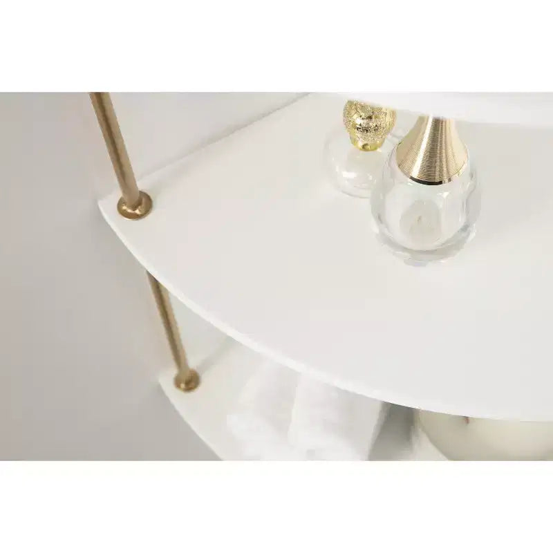 Étagère d'appoint triangulaire en MDF Kate and Laurel Walters, 17x12x35, Blanc et Or