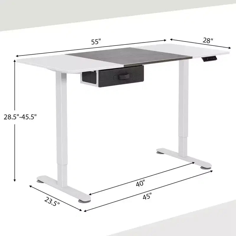 Bureau Debout Électrique Costway 140 cm x 71 cm, Hauteur Réglable, Assis-Debout, avec Port de Recharge USB, Naturel/Noir/Gris/Marron/Blanc