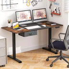 Bureau Debout Électrique Costway 140 cm x 71 cm, Hauteur Réglable, Assis-Debout, avec Port de Recharge USB, Naturel/Noir/Gris/Marron/Blanc
