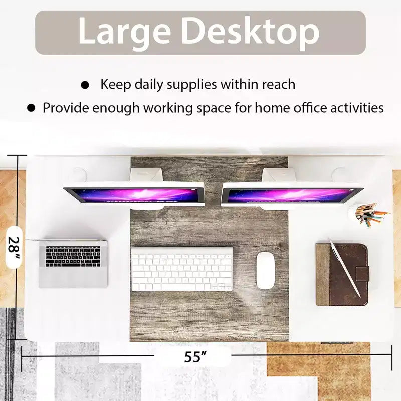 Bureau Debout Électrique Costway 140 cm x 71 cm, Hauteur Réglable, Assis-Debout, avec Port de Recharge USB, Naturel/Noir/Gris/Marron/Blanc