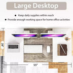 Bureau Debout Électrique Costway 140 cm x 71 cm, Hauteur Réglable, Assis-Debout, avec Port de Recharge USB, Naturel/Noir/Gris/Marron/Blanc