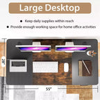 Bureau Debout Électrique Costway 140 cm x 71 cm, Hauteur Réglable, Assis-Debout, avec Port de Recharge USB, Naturel/Noir/Gris/Marron/Blanc