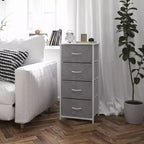 Commode verticale à 4 tiroirs Flash Furniture Harris avec cadre en fonte, plateau en bois et tiroirs en bois composite à poignées en bois faciles à ouvrir