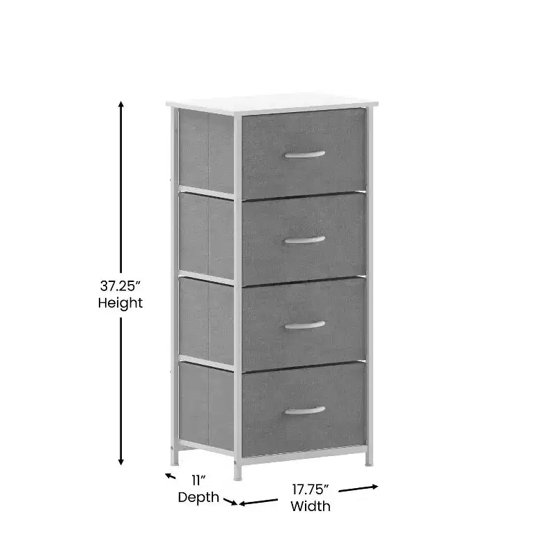 Commode verticale à 4 tiroirs Flash Furniture Harris avec cadre en fonte, plateau en bois et tiroirs en bois composite à poignées en bois faciles à ouvrir