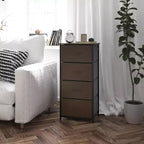 Commode verticale à 4 tiroirs Flash Furniture Harris avec cadre en fonte, plateau en bois et tiroirs en bois composite à poignées en bois faciles à ouvrir