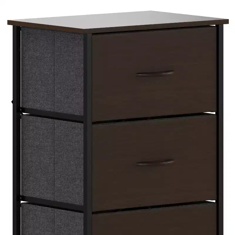 Commode verticale à 4 tiroirs Flash Furniture Harris avec cadre en fonte, plateau en bois et tiroirs en bois composite à poignées en bois faciles à ouvrir