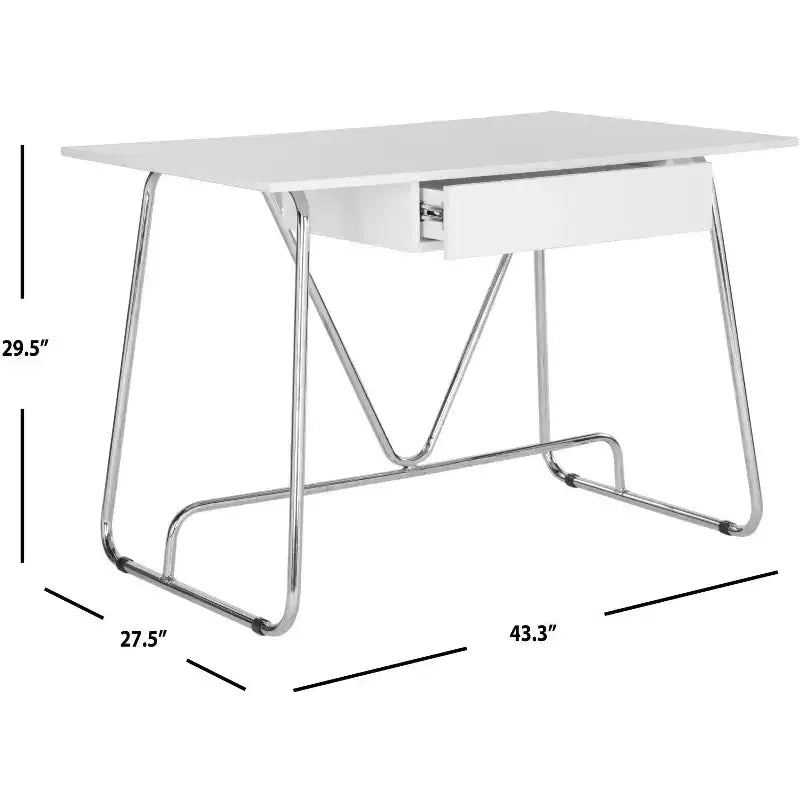Bureau Molloy – FOX2212 – Blanc/Chrome – Safavieh Couture