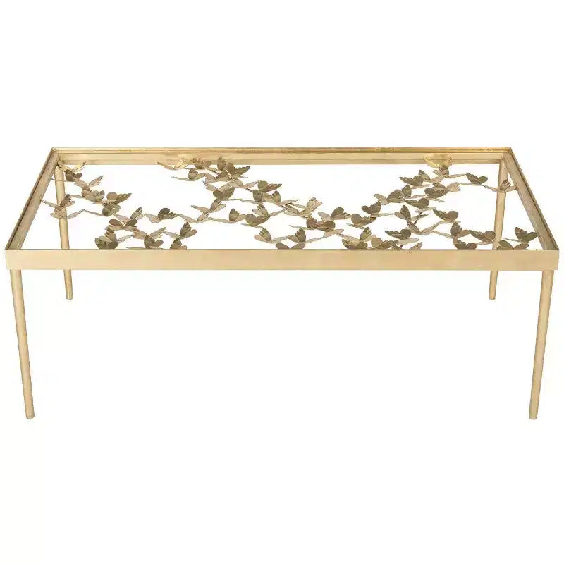 Rosalia Butterfly Coffee Table - Gold/Tempered Glass - Safavieh