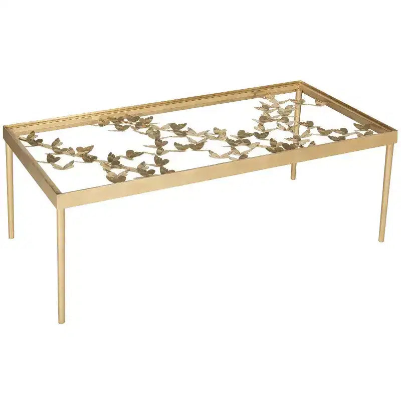 Table Basse Rosalia Butterfly - Doré/Verre Trempé - Safavieh