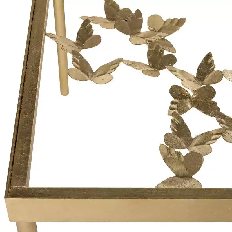 Table Basse Rosalia Butterfly - Doré/Verre Trempé - Safavieh