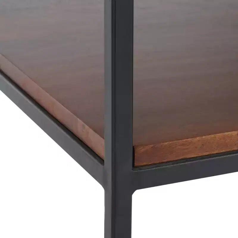 Table d'appoint à 2 niveaux Kya - ACC3709A - Blanc/Noyer - Safavieh