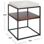 Table d'appoint à 2 niveaux Kya - ACC3709A - Blanc/Noyer - Safavieh