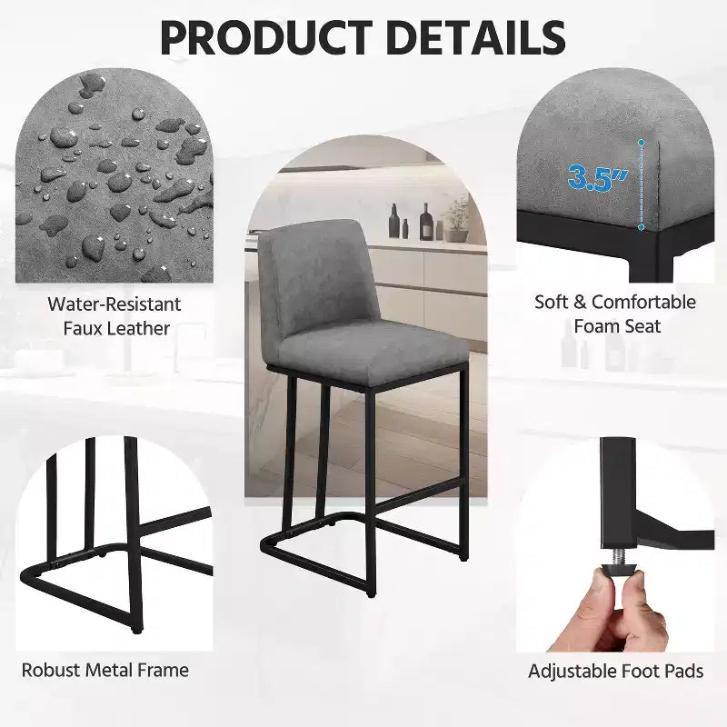 Yaheetech Lot de 2 tabourets de bar modernes rembourrés pour cuisine et salle à manger