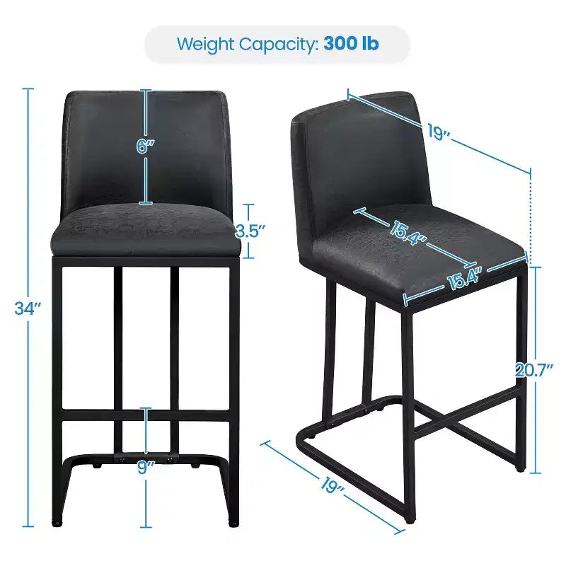 Yaheetech Lot de 2 tabourets de bar modernes rembourrés pour cuisine et salle à manger