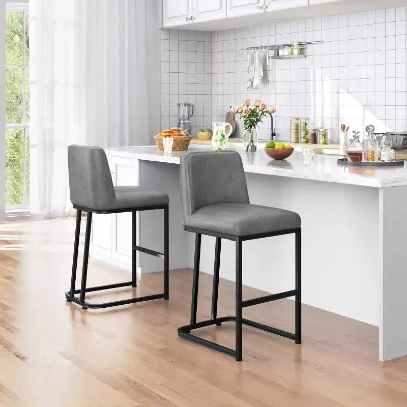 Yaheetech Lot de 2 tabourets de bar modernes rembourrés pour cuisine et salle à manger