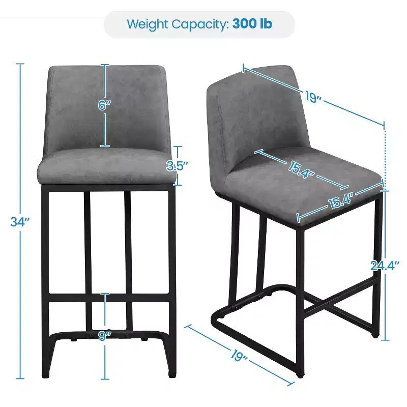 Yaheetech Lot de 2 tabourets de bar modernes rembourrés pour cuisine et salle à manger