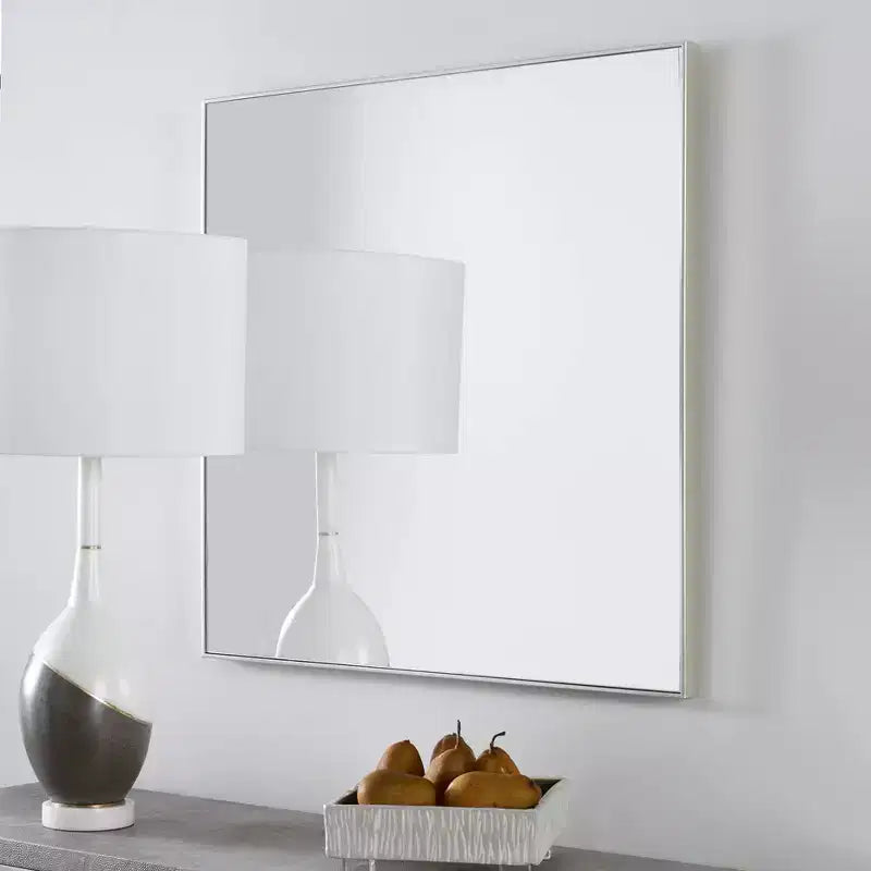 Miroir mural carré Uttermost Alexo en argent brossé 28