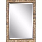 Uttermost Rectangular Vanity Decorative Wall Mirror Rustic Beveled Dark Gold Polished Coconut Frame 27 3/4 Wide for Bathroom