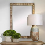 Miroir mural décoratif rectangulaire Uttermost, pour coiffeuse, style rustique, biseauté, cadre doré foncé poli noix de coco, 27 3/4 de large, pour salle de bain