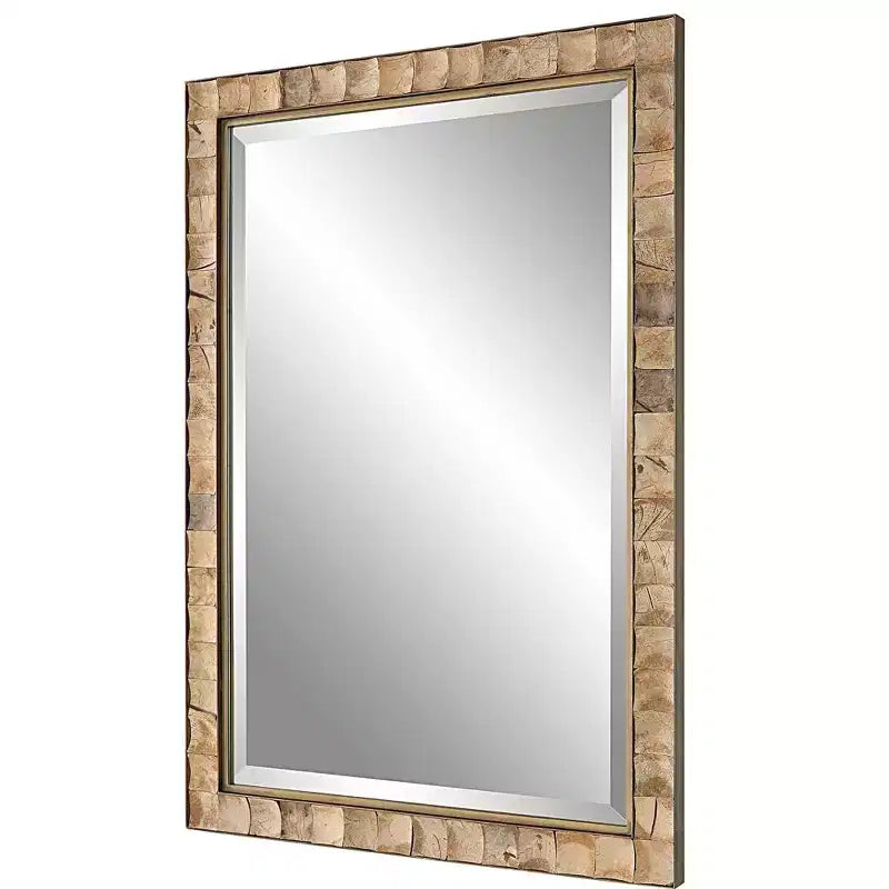 Miroir mural décoratif rectangulaire Uttermost, pour coiffeuse, style rustique, biseauté, cadre doré foncé poli noix de coco, 27 3/4 de large, pour salle de bain