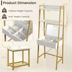 Coiffeuse Costway avec miroir relevable, étagère de rangement et tabouret capitonné, style rustique