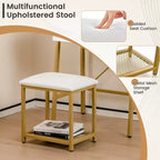 Coiffeuse Costway avec miroir relevable, étagère de rangement et tabouret capitonné, style rustique