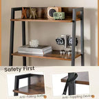 Coiffeuse Costway avec miroir relevable, étagère de rangement et tabouret capitonné, style rustique