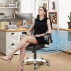 Costway Chaise de Bureau Massante Hauteur Réglable Chaise Pivotante avec Accoudoirs Relevables