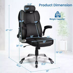 Costway Chaise de Bureau Massante Hauteur Réglable Chaise Pivotante avec Accoudoirs Relevables