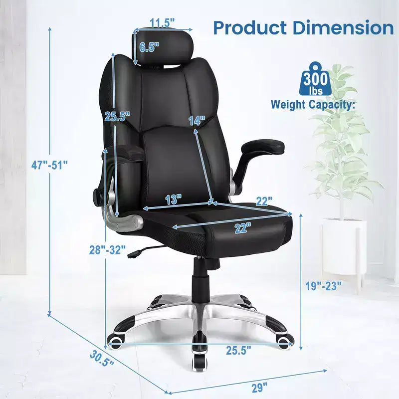 Costway Chaise de Bureau Massante Hauteur Réglable Chaise Pivotante avec Accoudoirs Relevables