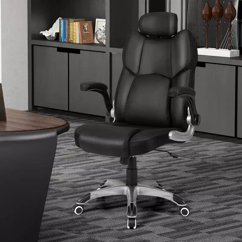 Costway Chaise de Bureau Massante Hauteur Réglable Chaise Pivotante avec Accoudoirs Relevables