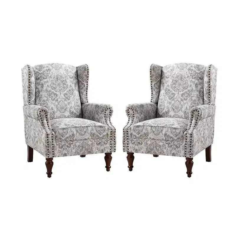 Fauteuil Theodor avec pieds fuseau pour salon et chambre à coucher, ensemble de 2 fauteuils club | ART OF LIVING DESIGNS
