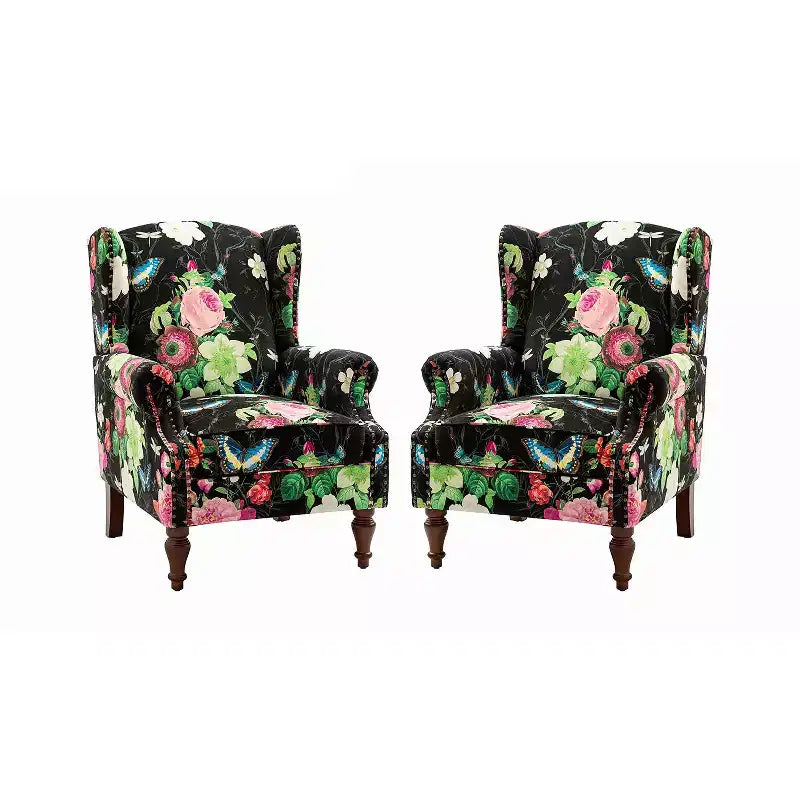 Fauteuil Theodor avec pieds fuseau pour salon et chambre à coucher, ensemble de 2 fauteuils club | ART OF LIVING DESIGNS