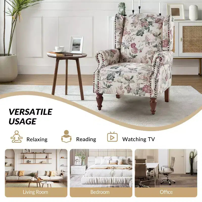 Fauteuil Theodor avec pieds fuseau pour salon et chambre à coucher, ensemble de 2 fauteuils club | ART OF LIVING DESIGNS