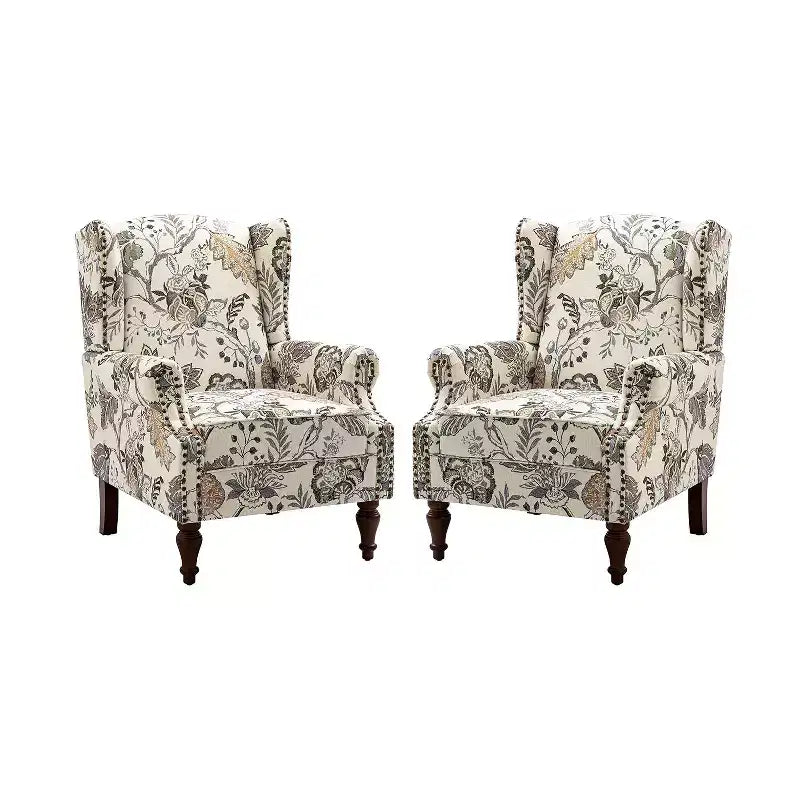 Fauteuil Theodor avec pieds fuseau pour salon et chambre à coucher, ensemble de 2 fauteuils club | ART OF LIVING DESIGNS