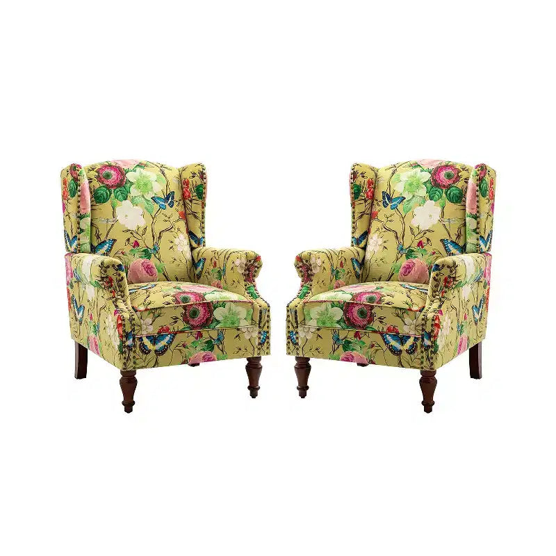 Fauteuil Theodor avec pieds fuseau pour salon et chambre à coucher, ensemble de 2 fauteuils club | ART OF LIVING DESIGNS