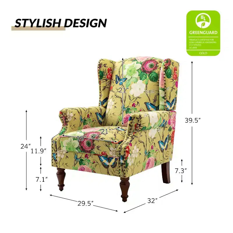Fauteuil Theodor avec pieds fuseau pour salon et chambre à coucher, ensemble de 2 fauteuils club | ART OF LIVING DESIGNS