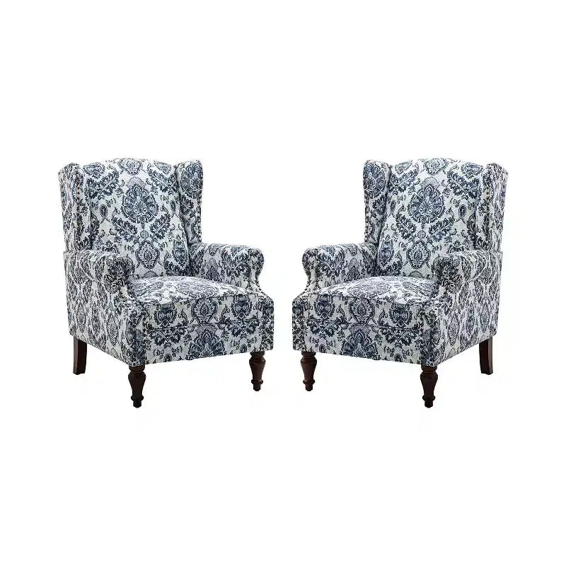 Fauteuil Theodor avec pieds fuseau pour salon et chambre à coucher, ensemble de 2 fauteuils club | ART OF LIVING DESIGNS