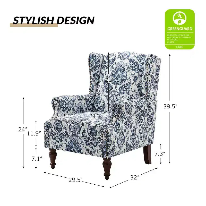 Fauteuil Theodor avec pieds fuseau pour salon et chambre à coucher, ensemble de 2 fauteuils club | ART OF LIVING DESIGNS