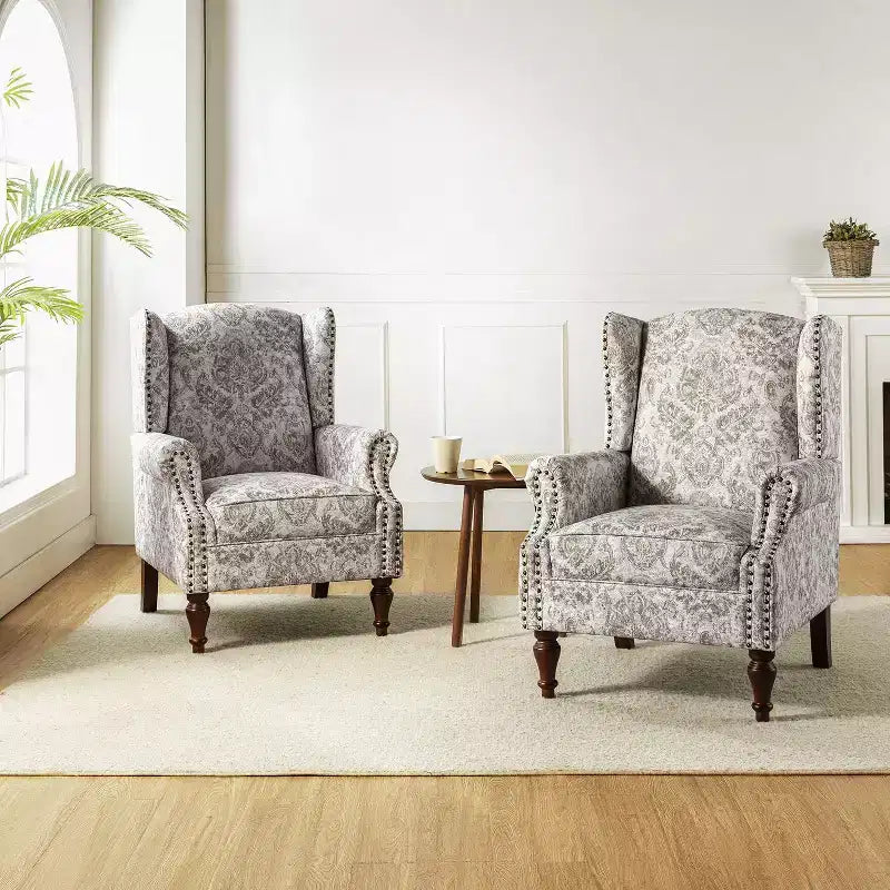 Fauteuil Theodor avec pieds fuseau pour salon et chambre à coucher, ensemble de 2 fauteuils club | ART OF LIVING DESIGNS
