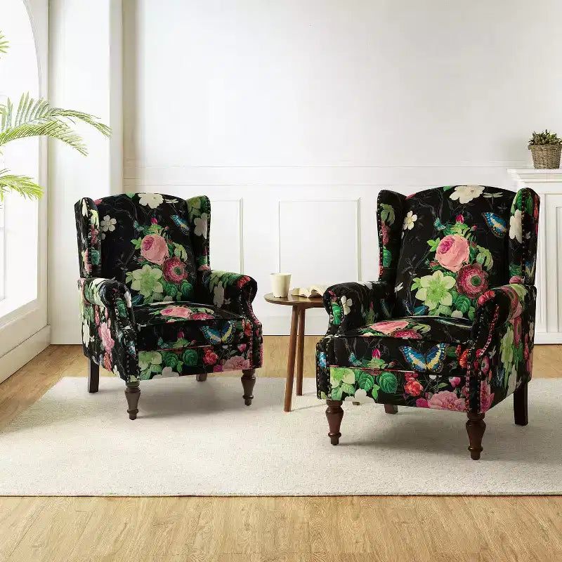 Fauteuil Theodor avec pieds fuseau pour salon et chambre à coucher, ensemble de 2 fauteuils club | ART OF LIVING DESIGNS