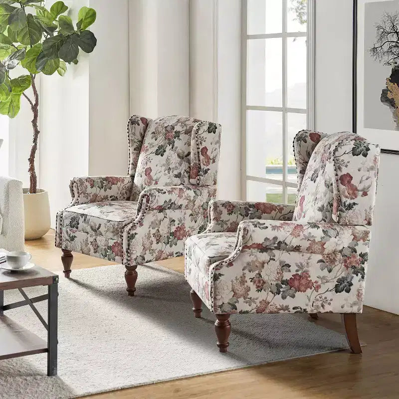 Fauteuil Theodor avec pieds fuseau pour salon et chambre à coucher, ensemble de 2 fauteuils club | ART OF LIVING DESIGNS
