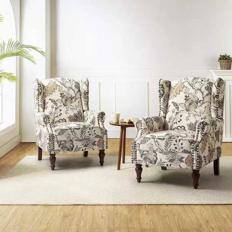 Fauteuil Theodor avec pieds fuseau pour salon et chambre à coucher, ensemble de 2 fauteuils club | ART OF LIVING DESIGNS
