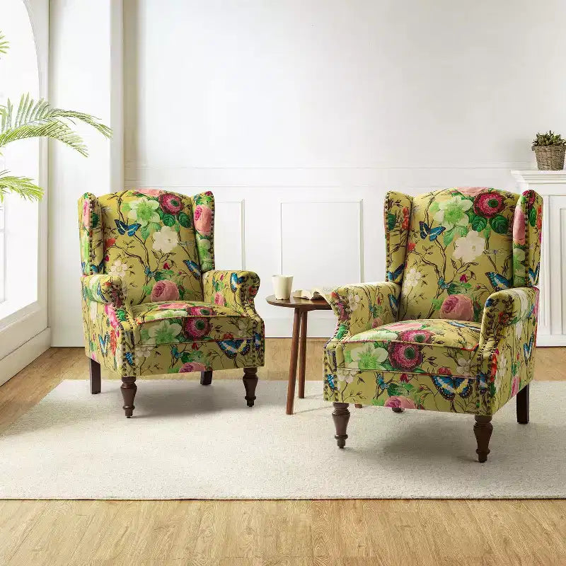 Fauteuil Theodor avec pieds fuseau pour salon et chambre à coucher, ensemble de 2 fauteuils club | ART OF LIVING DESIGNS
