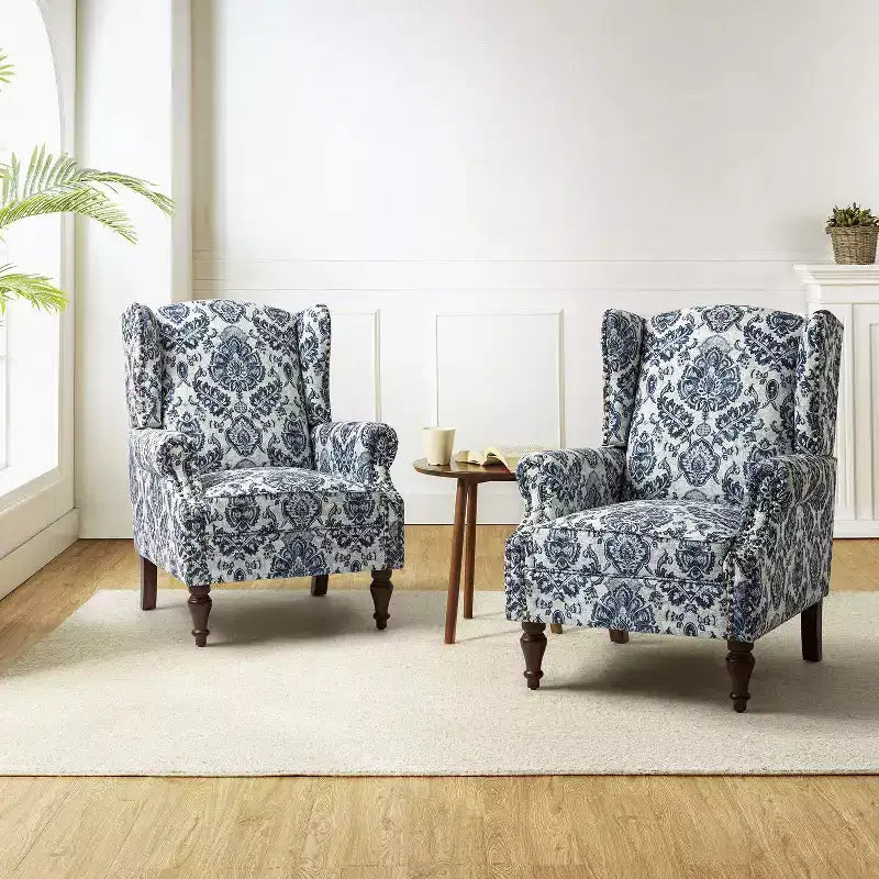 Fauteuil Theodor avec pieds fuseau pour salon et chambre à coucher, ensemble de 2 fauteuils club | ART OF LIVING DESIGNS