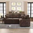 82.6W L-Shape Sofa Bed with Wheels, Pull-out Sleeper Sofa with USB Ports and Power Sockets - ModernLuxe